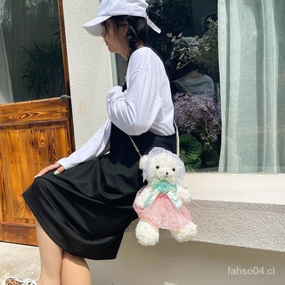 Lolita japonesa oso lindo bufanda bolsa de felpa para mujer2021Nueva bolsa de mensajero dulce niña estudiante perla