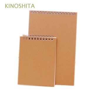 KINOSHITA Kids Notebook A5 A6 Notepad Sketchbook Pencil Drawing Khaki Spiral Coil School Supplies Stationery Kraft Paper Cover Inner Blank