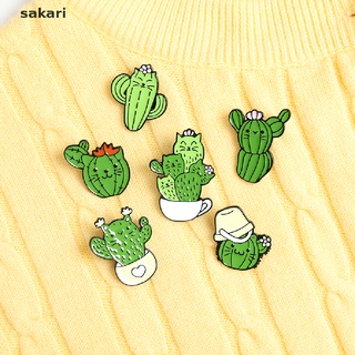 [sakari] cactus gato esmalte pin gatito cara cactus café broches camisa solapa bolsa insignia [sakari]