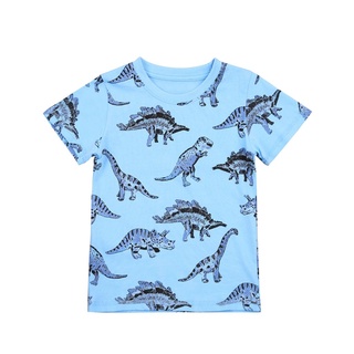 Cytx-Respirable verano pequeños niños camiseta, creativo dinosaurio impresión manga corta cuello redondo Top niños Casual