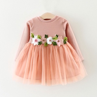 Princess Girl Newborn Baby Girl Cotton Long-sleeve Baby Dress Floral Sundress Summer Outfit (9)