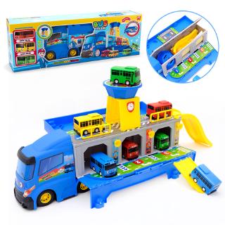autobús de dibujos animados autobús contenedor gran camión caja de almacenamiento de estacionamiento coche tire hacia atrás coche juguete de los niños