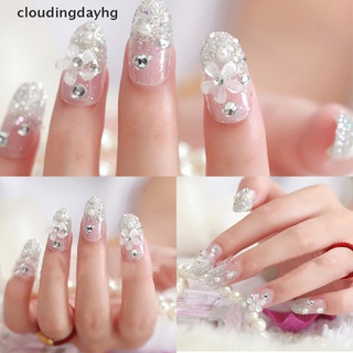 cloudingdayhg 3d novia boda falsas uñas artificiales puntas francés blanco stud dedo productos populares (1)