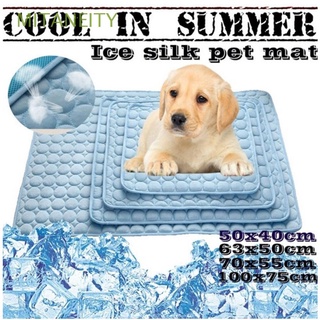 mitaneity 5 tamaños almohadilla para dormir cama fría colchón de refrigeración para mascotas a prueba de humedad fresca seda de hielo verano pequeño animal cojín perro gato/multicolor
