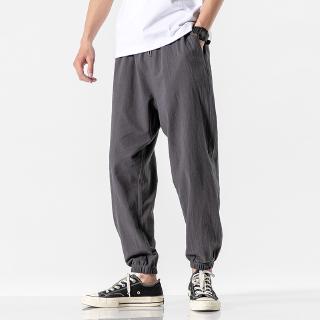 Los hombres pantalones harén japonés Casual de algodón lino pantalones hombre Jogger pantalones chinos holgados pantalones