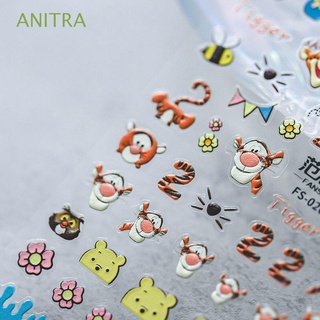 ANITRA Girls Cartoon Nail Art Stickers 5D Reliefs New Year Nail Art|Nail Art Decals Cute Harry Animal Honey Jar Flowers Self Adhesive DIY Nail Decoration