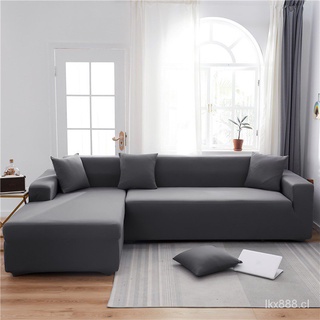 JCFS🔥Productos al contado🔥Funda de sofá de Color sólido gris claro para sala de estar sofá todo incluido poliéster moderno elástico de esquina sofá funda 45009 (3)