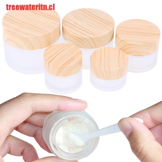 [treewateritn]5g 10g 15g 30g 50g vidrio esmerilado crema tarro de madera maquillaje S