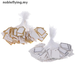 [nobleflying] 200 piezas de etiquetas de borde dorado, cuerda de corbata, billetes, joyas, productos, precios, etiquetas [MY] (9)