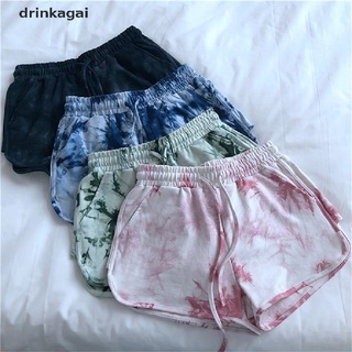 [Drinka] Short Women Tie Dye Side-slit Lacing Trousers Joggers Printed Causal Bottoms New 471CL