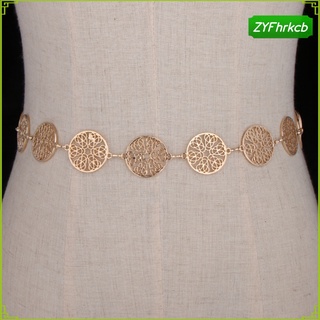 Adjustable Fashion Women\\\'s Dress Body Waist Belt Chain Gold Coins Waistband