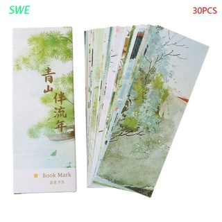 SWE 30pcs Creative Chinese Style Paper Bookmarks Painting Cards Retro Beautiful Boxed Bookmark Commemorative Gifts