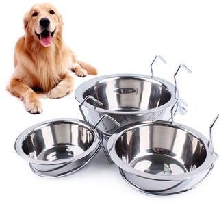 Pet Dog Bowl Jaula Antideslizante Caja Para Colgar Comida Plato Alimentador De Agua Con Gancho