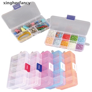 XHF Plastic 10 Slots Adjustable Jewelry Storage Box Case Craft Organizer Beads HOT