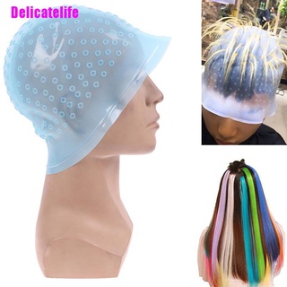 [Delicatelife] Gorra de silicona para colorear peinado+gancho tinte de Color resaltando la tapa de tinte