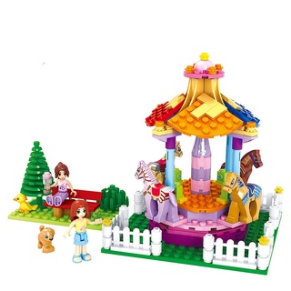 Osni princess series merry-go-round rompecabezas bloque de construcción chica DIY juguetes y regalos ensamblados