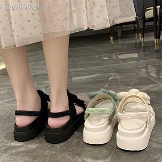 Sandalias de suela gruesa para mujer 2021 verano nuevo estilo estudiantes coreanos estilo de hada salvaje suela de bizcocho con tendencia de zapatos romanos