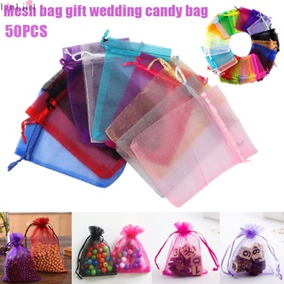 50 bolsas de caramelo bolsas de malla transparente de Organza con cordón bolsas para boda