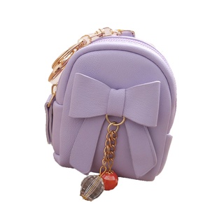 Las mujeres Mini pequeño diseño Bowknot mochila estilo cartera de cuero PU cartera