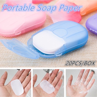20pcs viaje llevar tabletas de jabón desechables en caja portátil Mini jabón tabletas de papel portátil lavado de manos tabletas