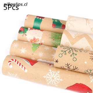 p.cl 5 piezas papel de regalo de navidad papel de regalo de dibujos animados patrón de embalaje de papel de fiesta suministros