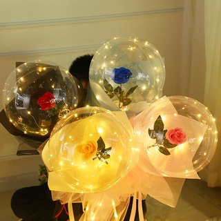 globo luminoso led/ramo de rosas encantado con ramo luminoso globos luminosos/diy set de cumpleaños, día de san valentín, navidad, regalos románticos para mujeres novia esposa