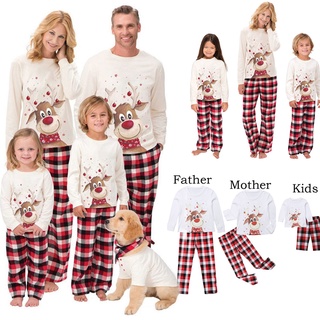 2021 navidad familia coincidencia pijamas conjunto de ciervo adulto niño familia coincidencia ropa Top+pantalones ropa de dormir de navidad pj conjunto de bebé mameluco