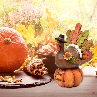 Thanksgiving Pumpkin Turkey Ornament Small Resin Fall Table Decoration Figurines for Halloween