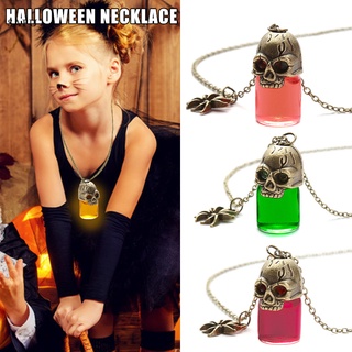 halloween gótico retro bronce cráneo cristal botella colgante collares para mujeres hombres joyería accesorio de regalo