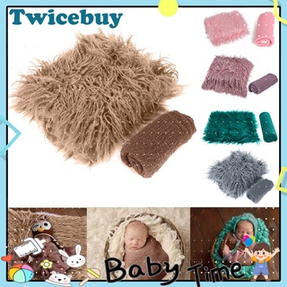 Twicebuy - juego de 2 mantas de Color sólido para bebé recién nacido, envoltura larga, fotografía
