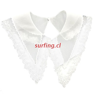 SURF Embroidery Round Neck Lace Neckline DIY Collar Floral Chiffon Applique Patches Sewing Supplies for Sweater Accessories