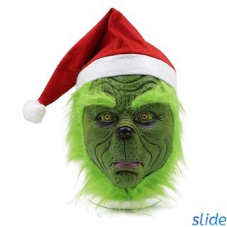 Grinch Máscara De Pelo Verde geek Grench Cabeza Conjunto De Navidad Danza casplay Vestido De Fiesta props Diapositiva