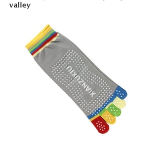 valley 1 par de calcetines antideslizantes para mujeres/tobillera/colorida/colorida/cinco dedos/algodón/yoga calcetines cl