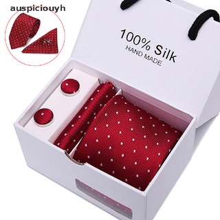 (auspiciouyh) 5x/set hombres corbata corbata hanky gemelos conjuntos formal boda fiesta de negocios regalo en venta (6)
