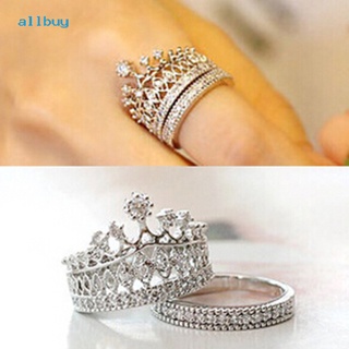 Allbuy 2 piezas anillo De corona con incrustaciones De diamantes De corona para mujer/diadema De aleación Metálica/joyería/regalo