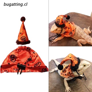 b.cl - disfraz ajustable para vacaciones de lagarto, diseño de barba, dragón de halloween, sombrero y capa para anfibios, naranja, suministros para mascotas