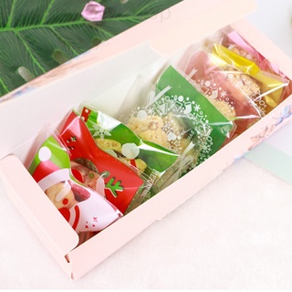 [Rainbowboy] 100 piezas de plástico autoadhesivo bolsa de alimentos de navidad temática resellable transparente Snack bolsas de almacenamiento para embalaje (6)