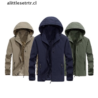 [alittlesetrtr] chaqueta impermeable para hombre a prueba de viento al aire libre, senderismo, capucha, lluvia, mac, abrigo [cl]