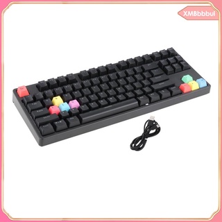 [xmbbbbui] teclado mecánico para juegos rgb led arco iris retroiluminado con cable con interruptores rojos para pc de juegos (87 teclas