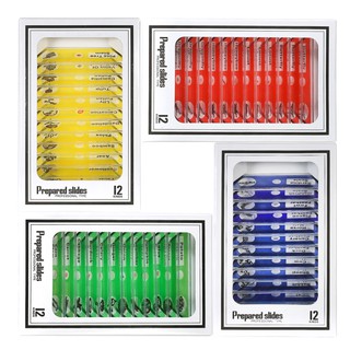 B&T 48 unids/Set microscopio preparado de plástico diapositivas animales insectos plantas muestras muestras de diapositivas conjunto con etiquetas de Color fo