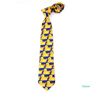 yzz hombres mujeres divertido pato amarillo impreso corbata imitación seda cosplay fiesta de negocios traje lazos cuello mostrar accesorios de boda