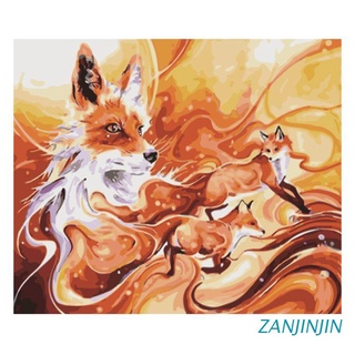 zanjinjin pintura para adultos y niños diy kits de pintura al óleo preimpreso lienzo - tres zorros