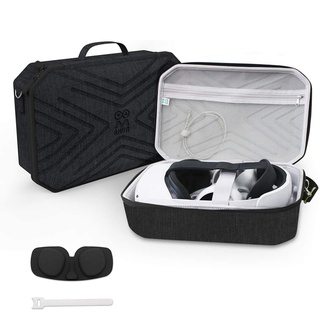 amvr oom pequeña bolsa de transporte de viaje portátil bolsa de almacenamiento para oculus quest 2 vr gaming audífonos prensa controles negros (8)