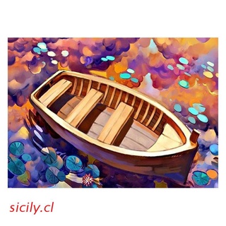 sicilia pintura para adultos y niños diy kits de pintura al óleo preimpreso lienzo -cartoon ship