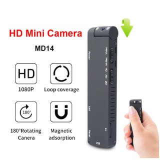 mini cámara espía md14 1080p hd videocámara oculta clip-on micro cam con ranura para tarjeta tf