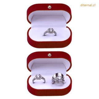 DIT Luxurious Velvet Oval Shape Red Ring Jewelry Box with Matching Two Piece Packer for Engagement Proposal Jewelry Display