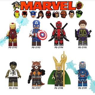 Marvel Comics Series lego compatible Iron Man, Hawkeye, Deadpool,Hulk, capitán américa, Rocket Racoon, Minifigures Loki para niños lego juguetes
