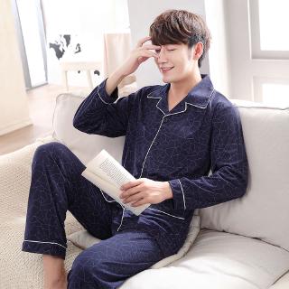 Otoño de los hombres pijamas conjunto de los hombres ropa de algodón pijama de manga larga coreano ropa de dormir masculino Casual suave ropa de hogar