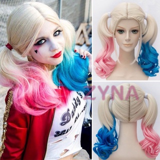 Extensiones de pelo Batman Suicide Squad Harley Quinn Cosplay peluca rosa azul degradado pelo MY