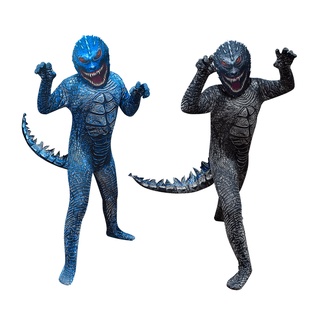 Godzilla niños Cosplay disfraz niños rendimiento monstruo disfraz Godzilla de una sola pieza traje tocado fiesta de Halloween